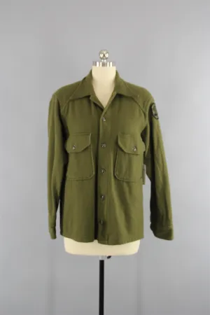 Vintage 1950s US Army Olive Drab Green Field Shirt Jacket