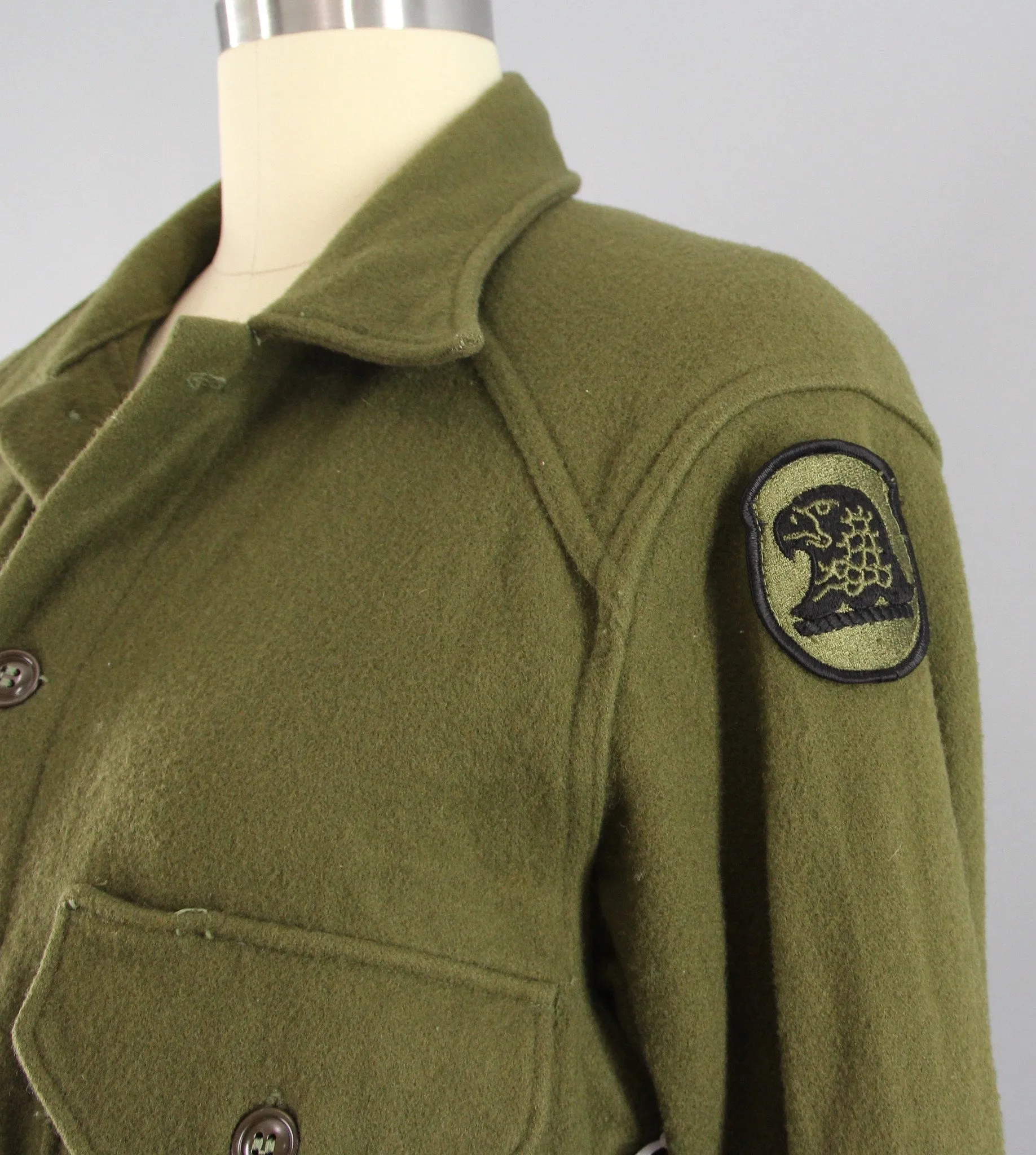 Vintage 1950s US Army Olive Drab Green Field Shirt Jacket