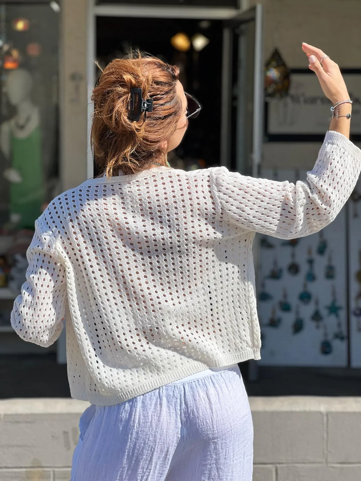 White Short Knitwear Cardigan