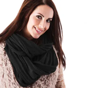 Womens Glittery Metallic Thread Rib Knitted Snood