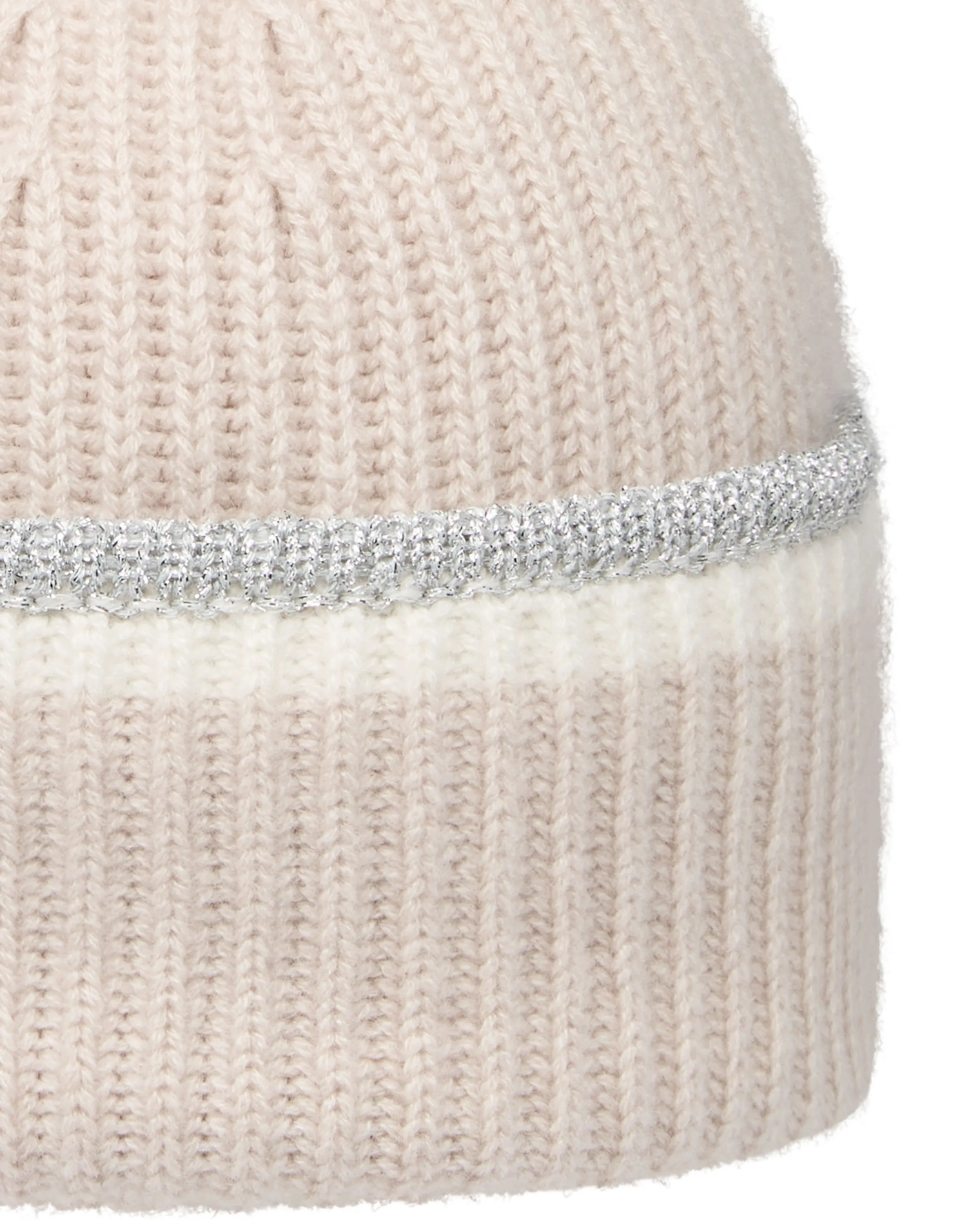 Women's Sparkle Trim Cashmere Hat With Lurex Frost White