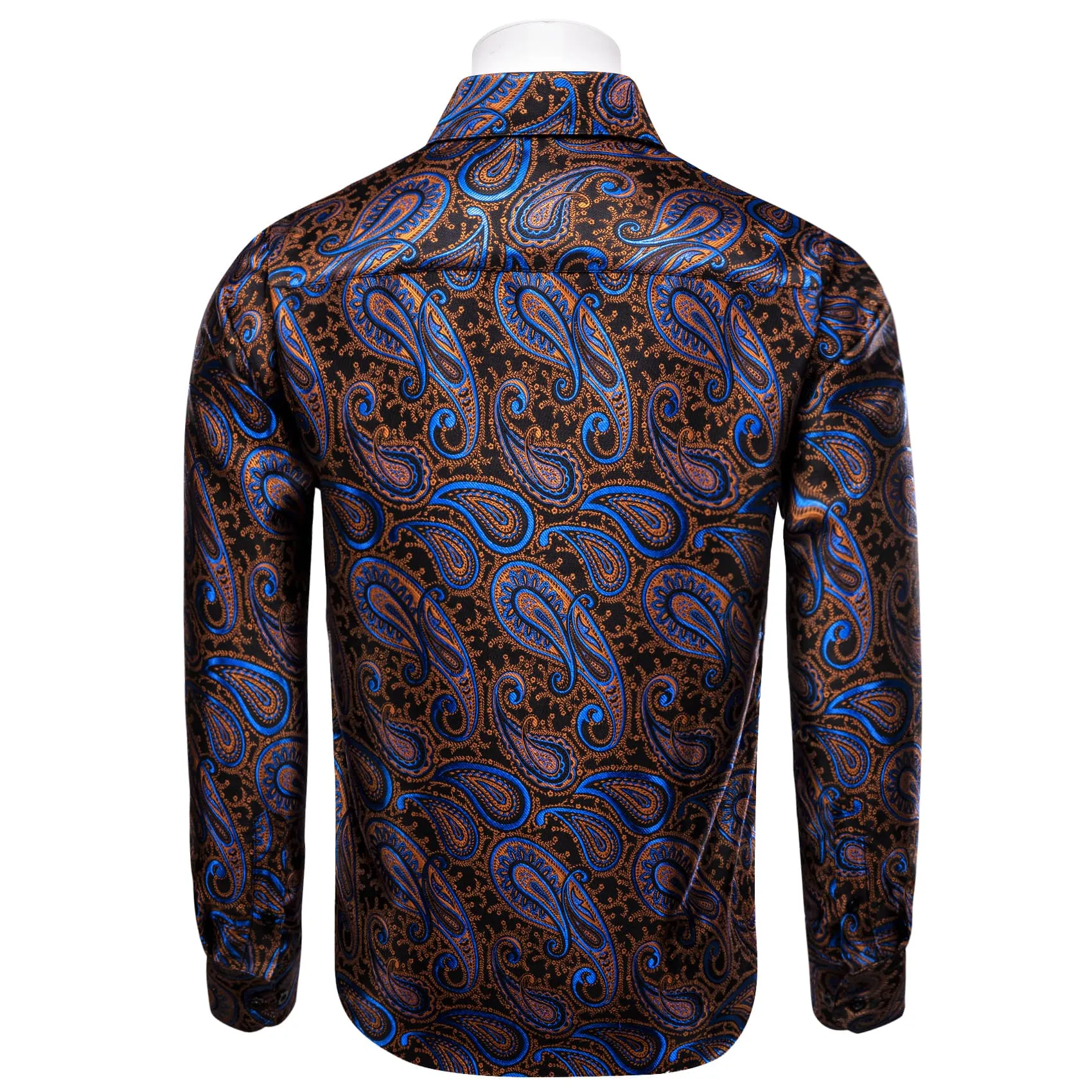 YourTies Dinner Shirts Black Gold Blue Jacquard Paisley Dress Shirt