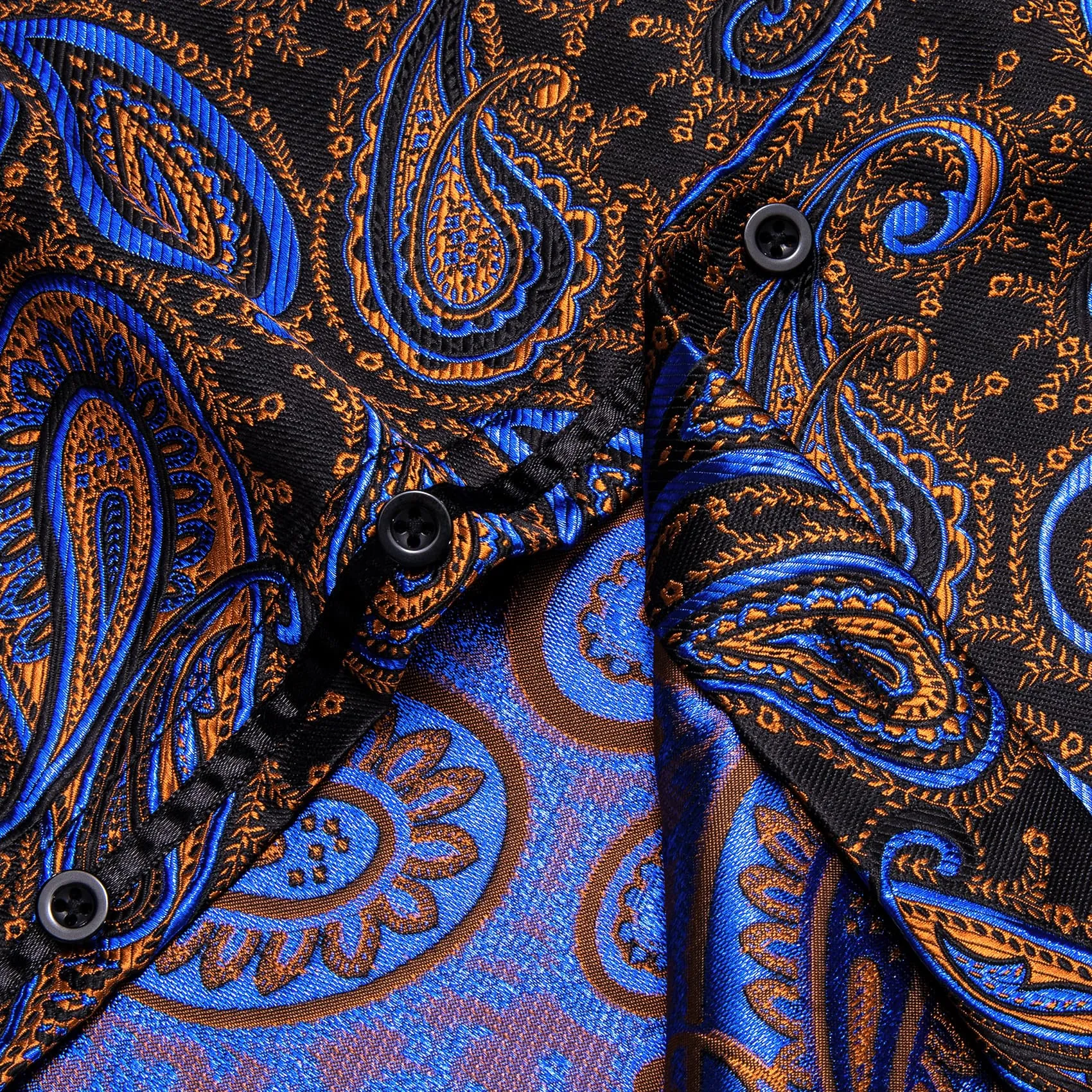 YourTies Dinner Shirts Black Gold Blue Jacquard Paisley Dress Shirt