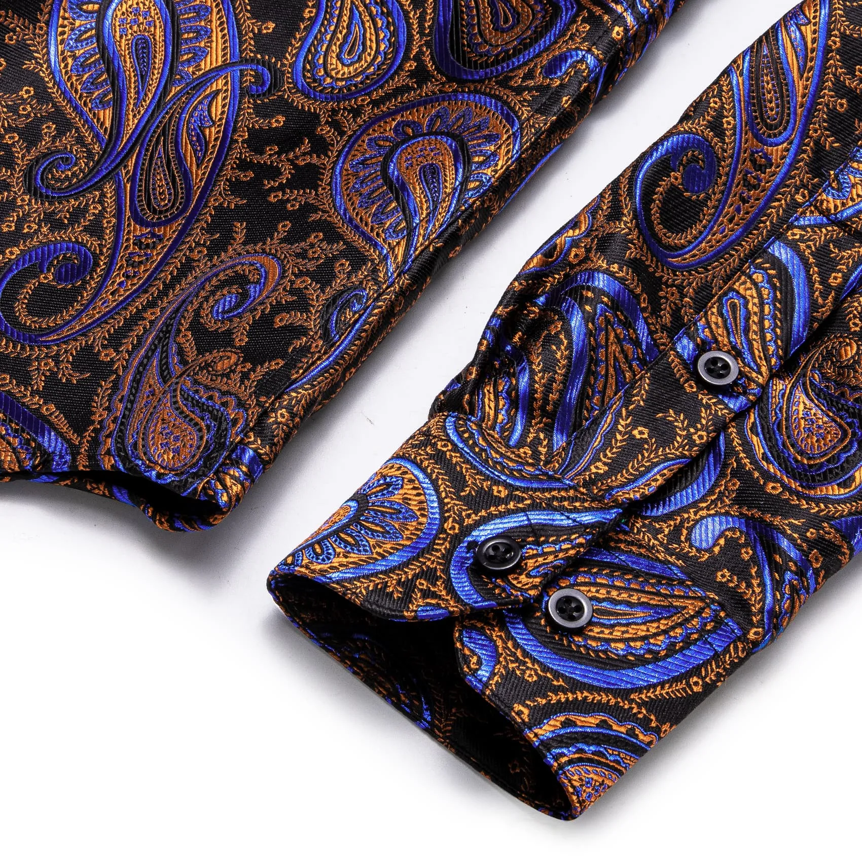 YourTies Dinner Shirts Black Gold Blue Jacquard Paisley Dress Shirt