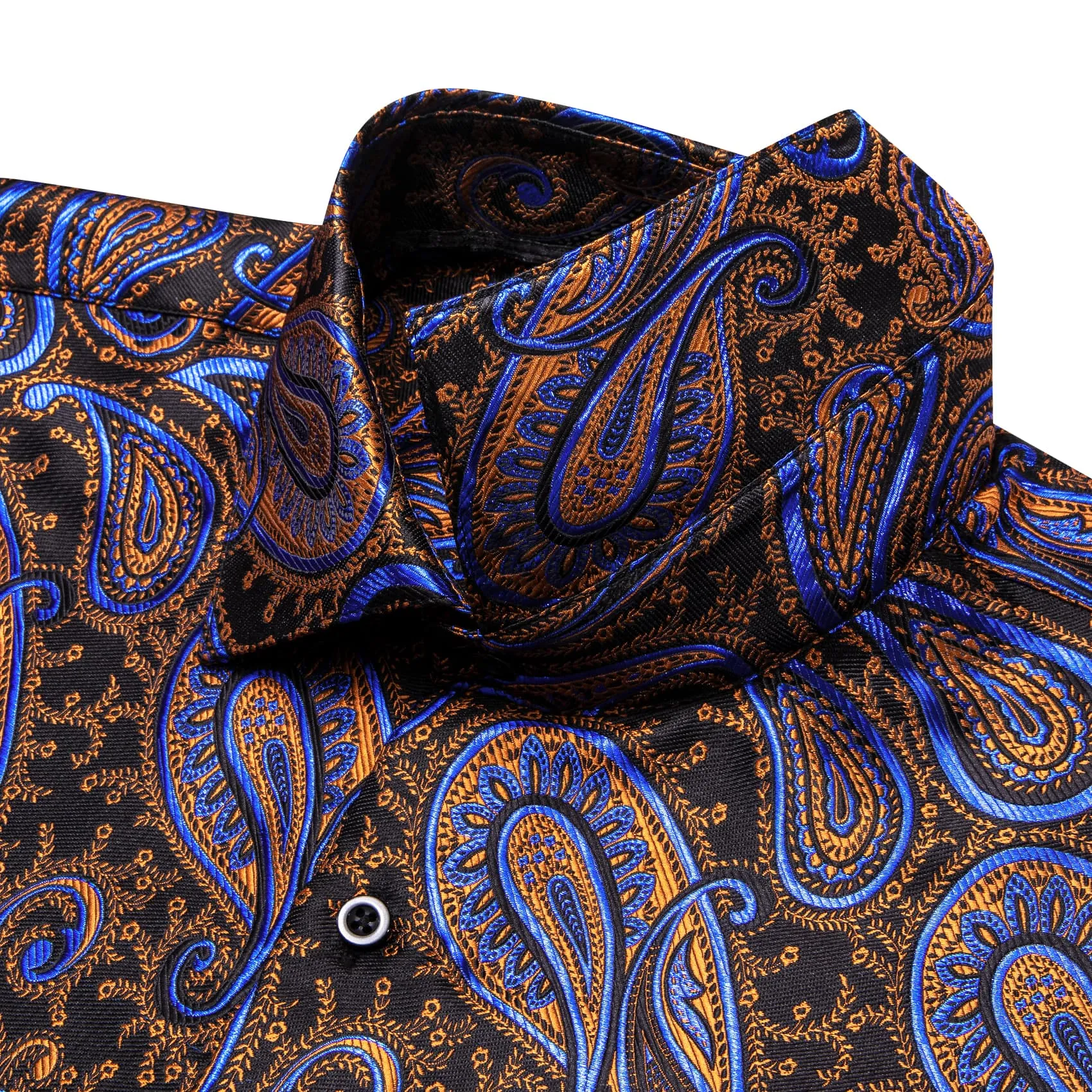 YourTies Dinner Shirts Black Gold Blue Jacquard Paisley Dress Shirt