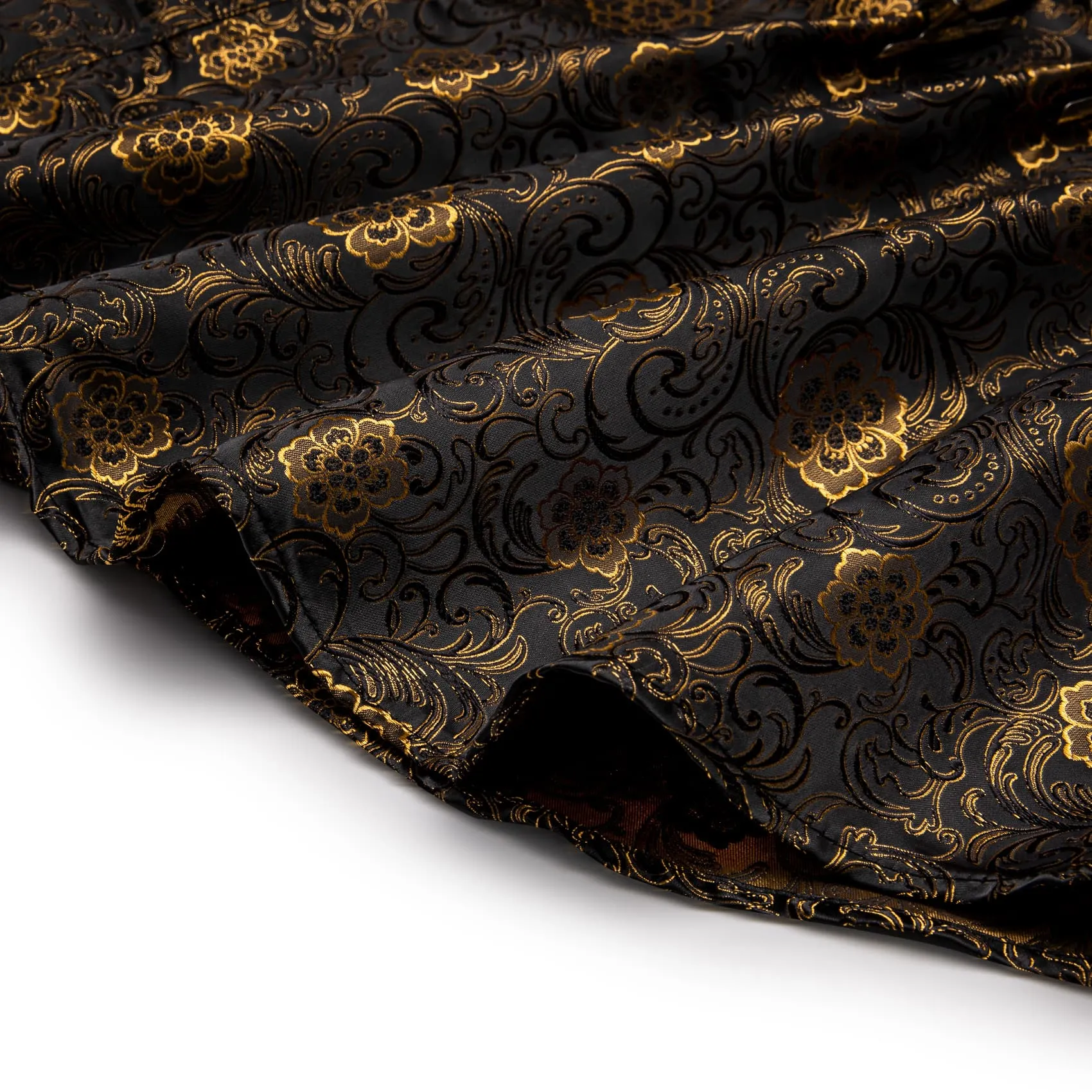 YourTies Gold Floral Shirt Black Golden Jacquard Men's Dinner Shirt