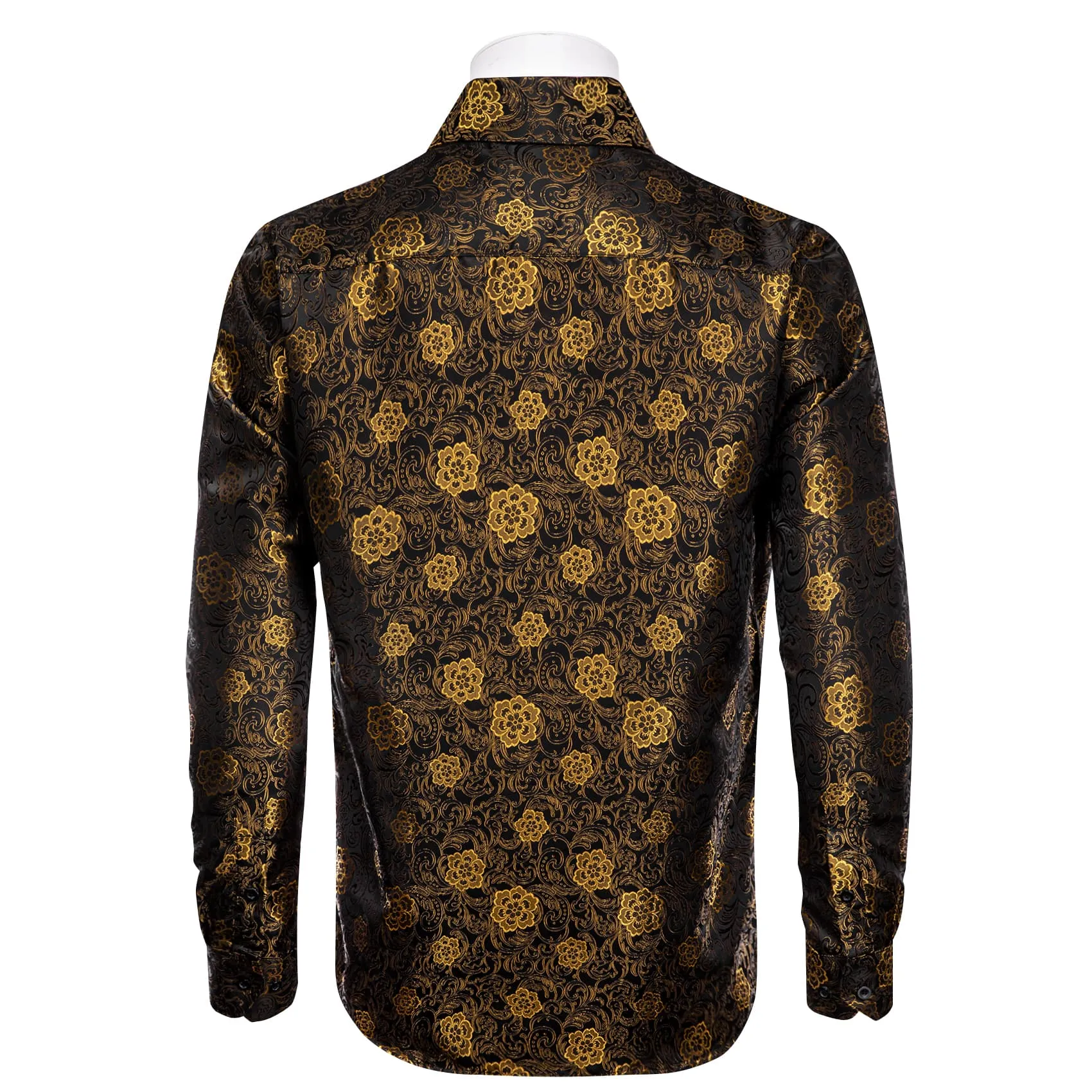 YourTies Gold Floral Shirt Black Golden Jacquard Men's Dinner Shirt