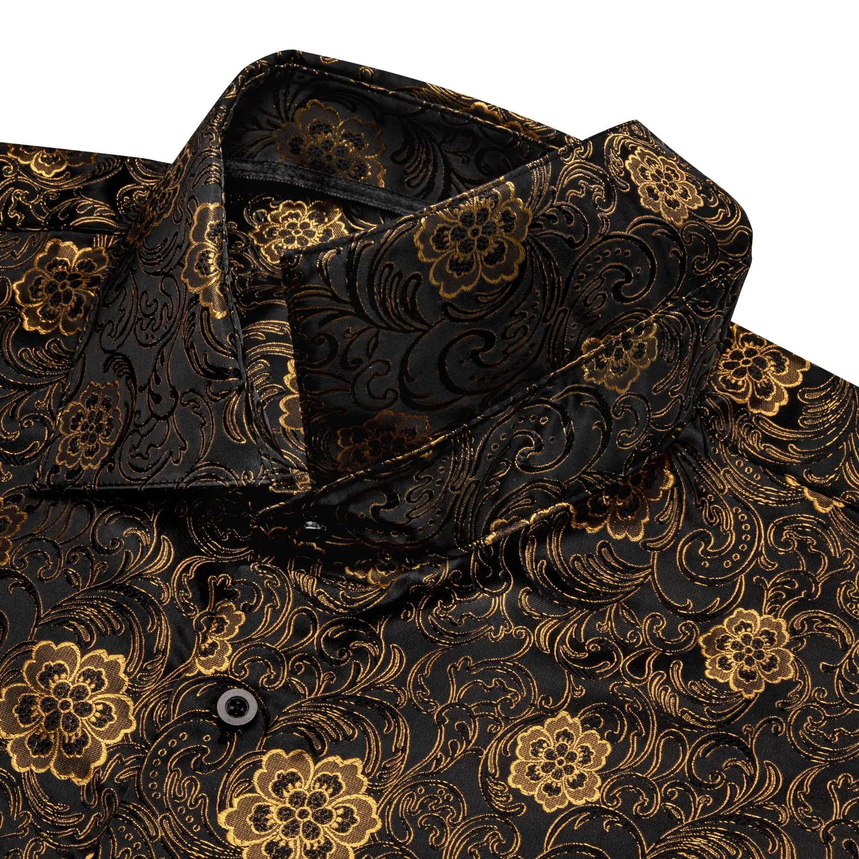 YourTies Gold Floral Shirt Black Golden Jacquard Men's Dinner Shirt