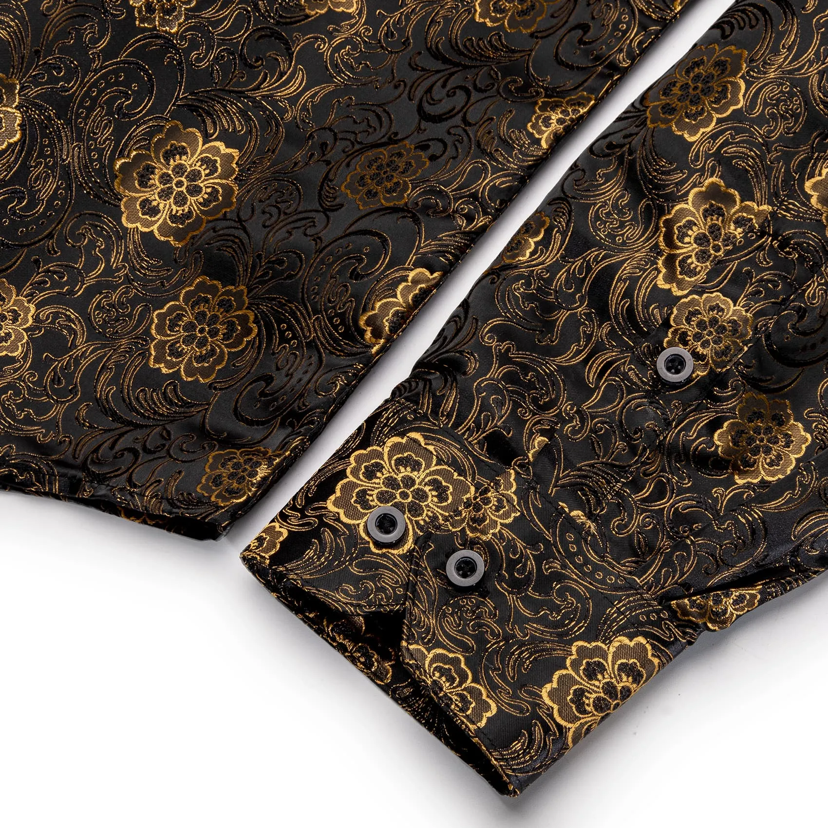 YourTies Gold Floral Shirt Black Golden Jacquard Men's Dinner Shirt